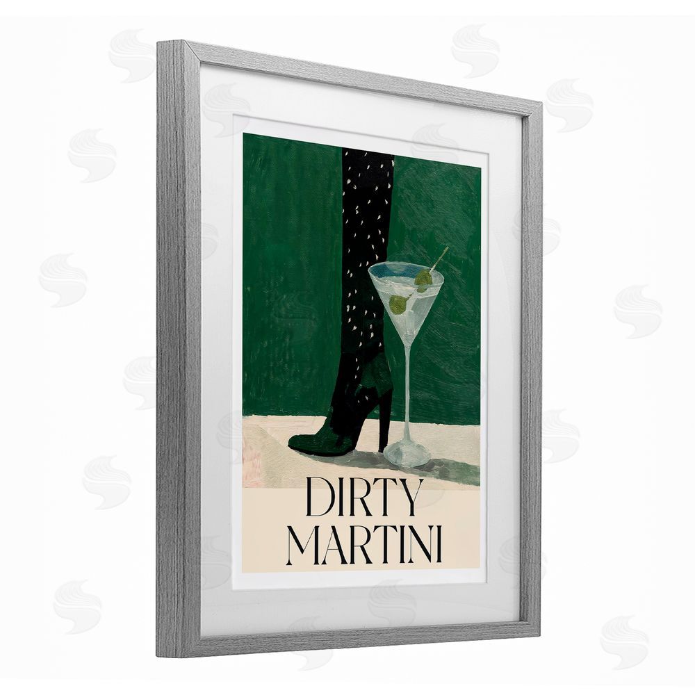 Lettered and Lined Dirty Martini Stylish Heel Gray Framed Print Under Glass Wall Art