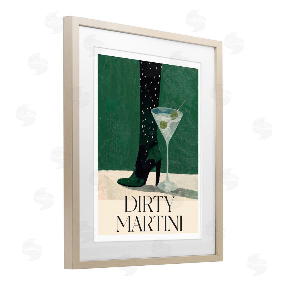 Lettered and Lined Dirty Martini Stylish Heel Birch Framed Print Under Glass Wall Art