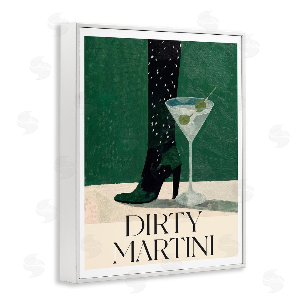 Lettered and Lined Dirty Martini Stylish Heel White Framed Giclee Wall Art Print