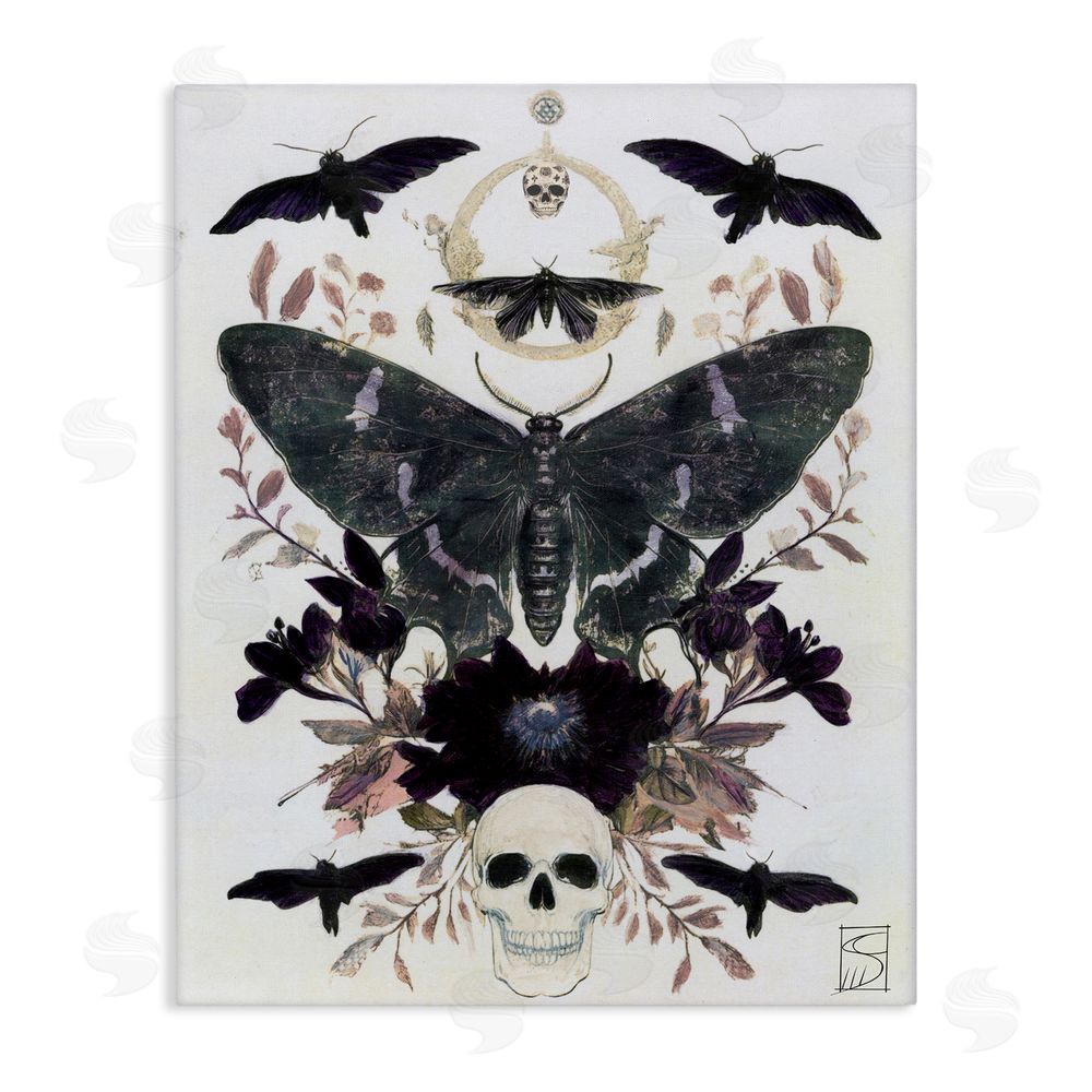 Sara Culpepper Gothic Symmetrical Moth Tarot Canvas Wall Art Print