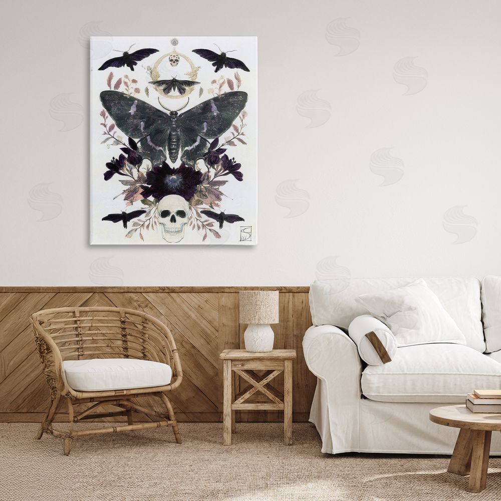 Sara Culpepper Gothic Symmetrical Moth Tarot Canvas Art on Wall