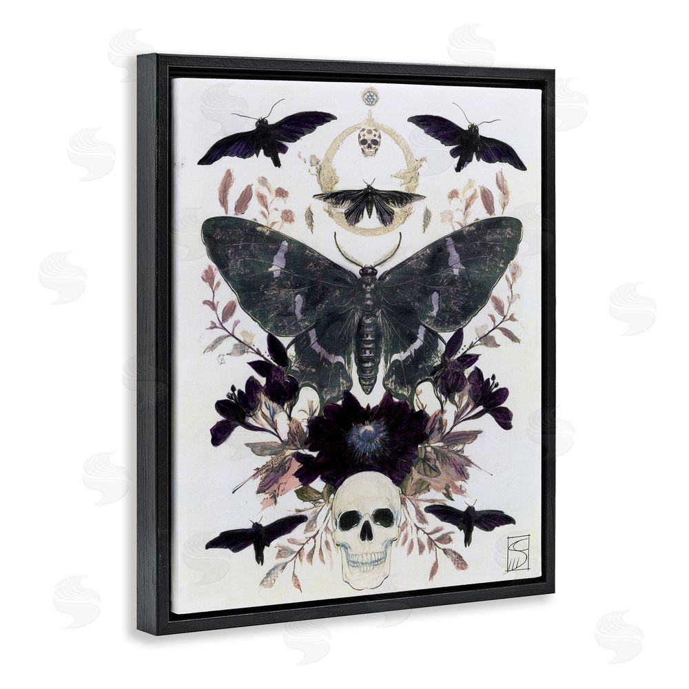Sara Culpepper Gothic Symmetrical Moth Tarot Black Floating Frame Canvas Wall Art Print