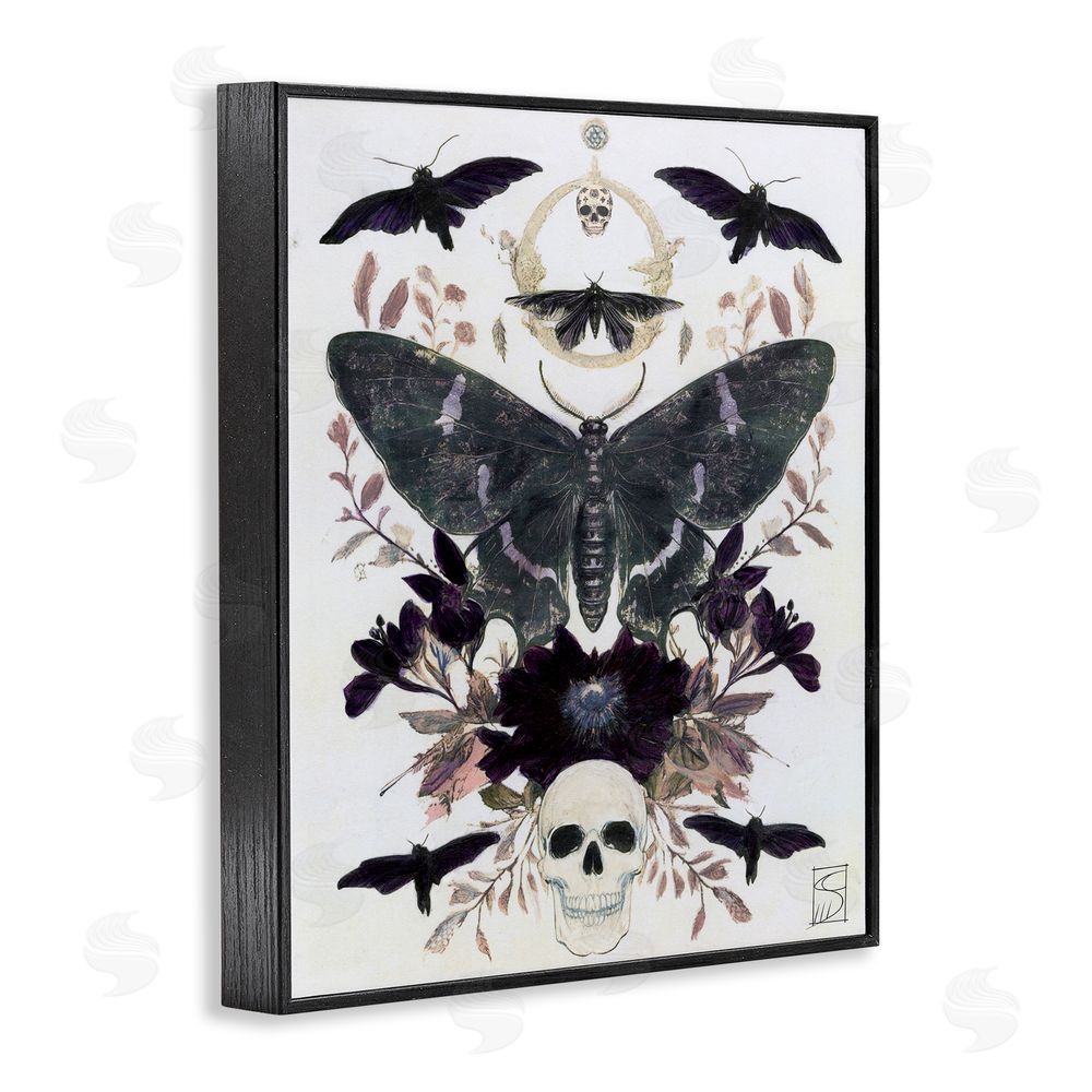 Sara Culpepper Gothic Symmetrical Moth Tarot Black Framed Giclee Wall Art Print