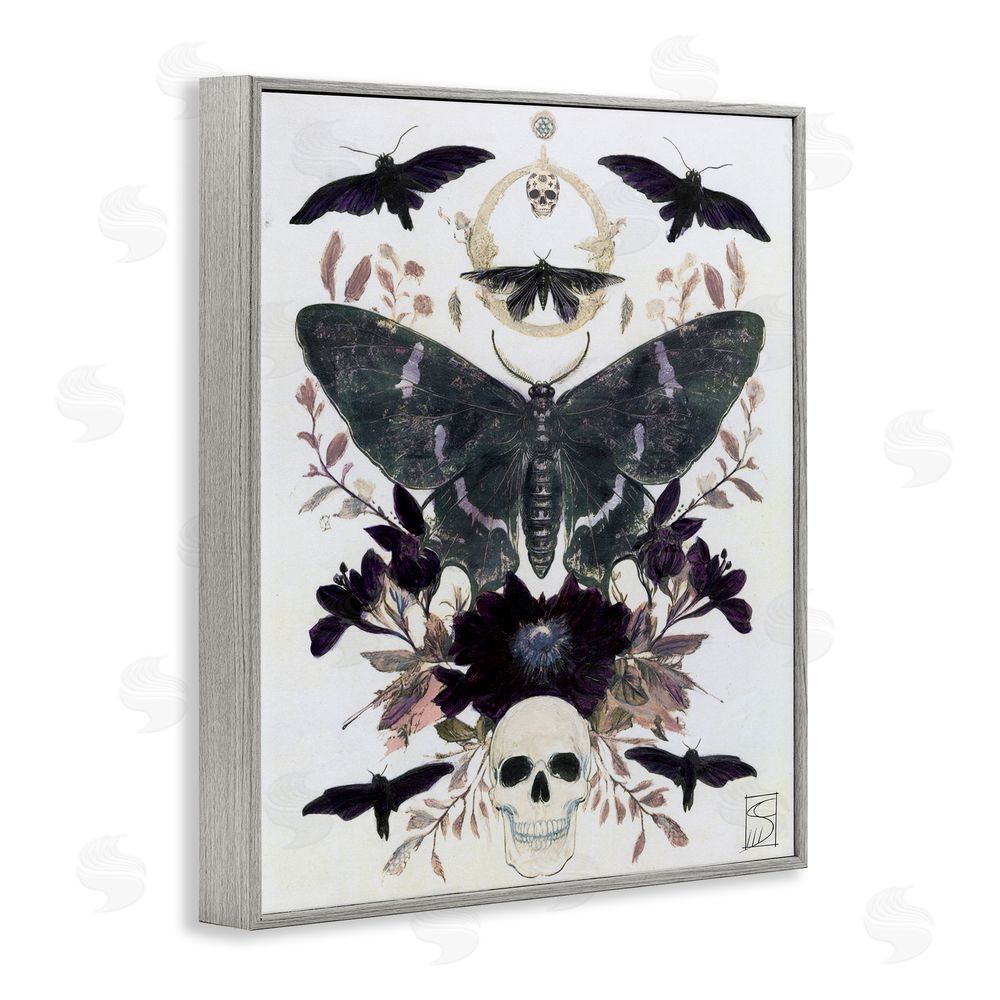 Sara Culpepper Gothic Symmetrical Moth Tarot Gray Framed Giclee Wall Art Print