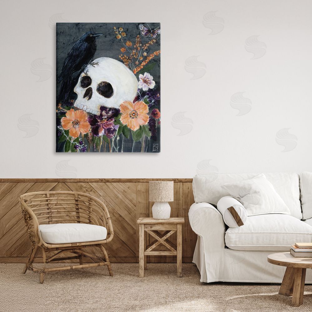 Sara Culpepper Halloween Flowers & Skull Canvas Art on Wall
