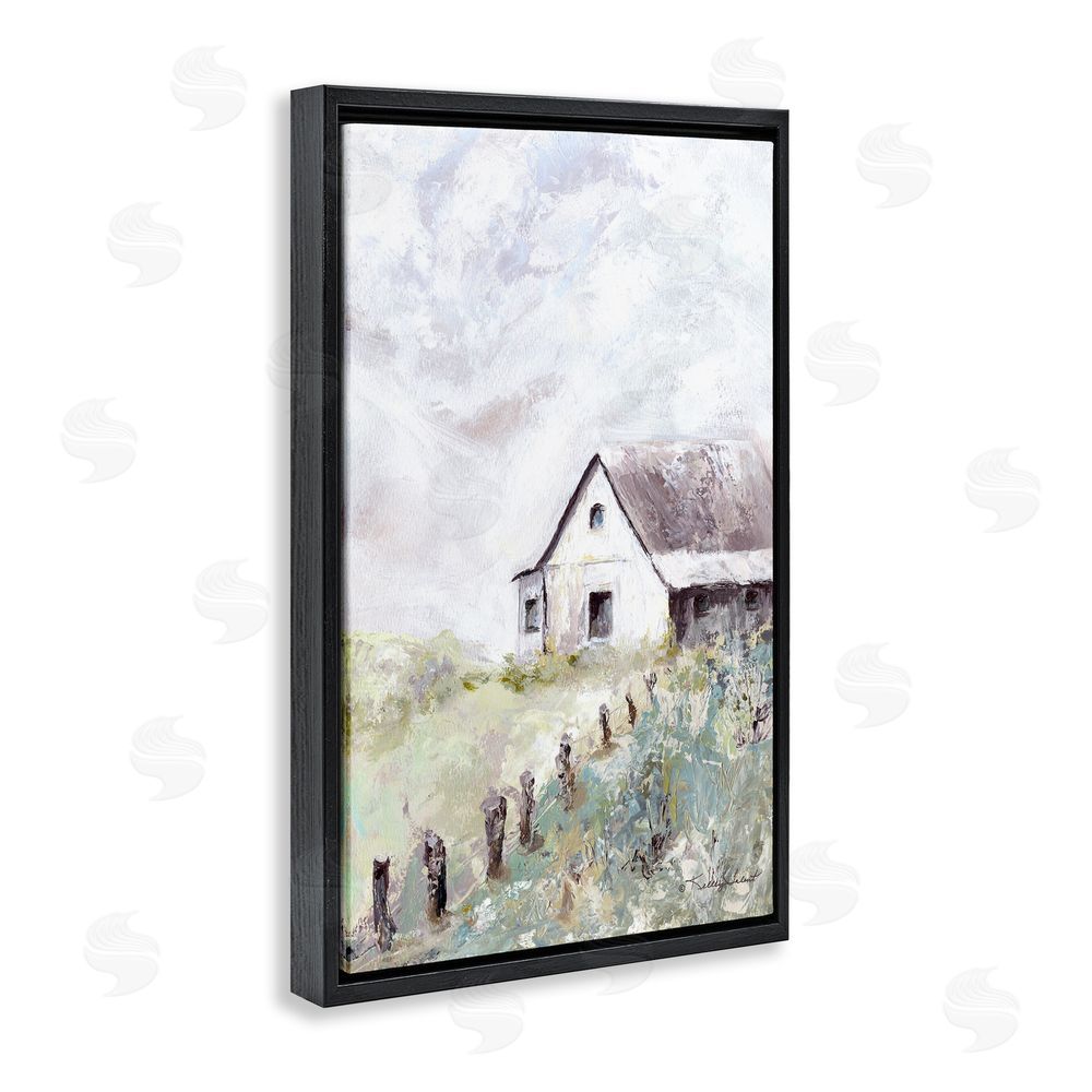 Kelley Talent Barnyard in Morning Light Black Floating Frame Canvas Wall Art Print