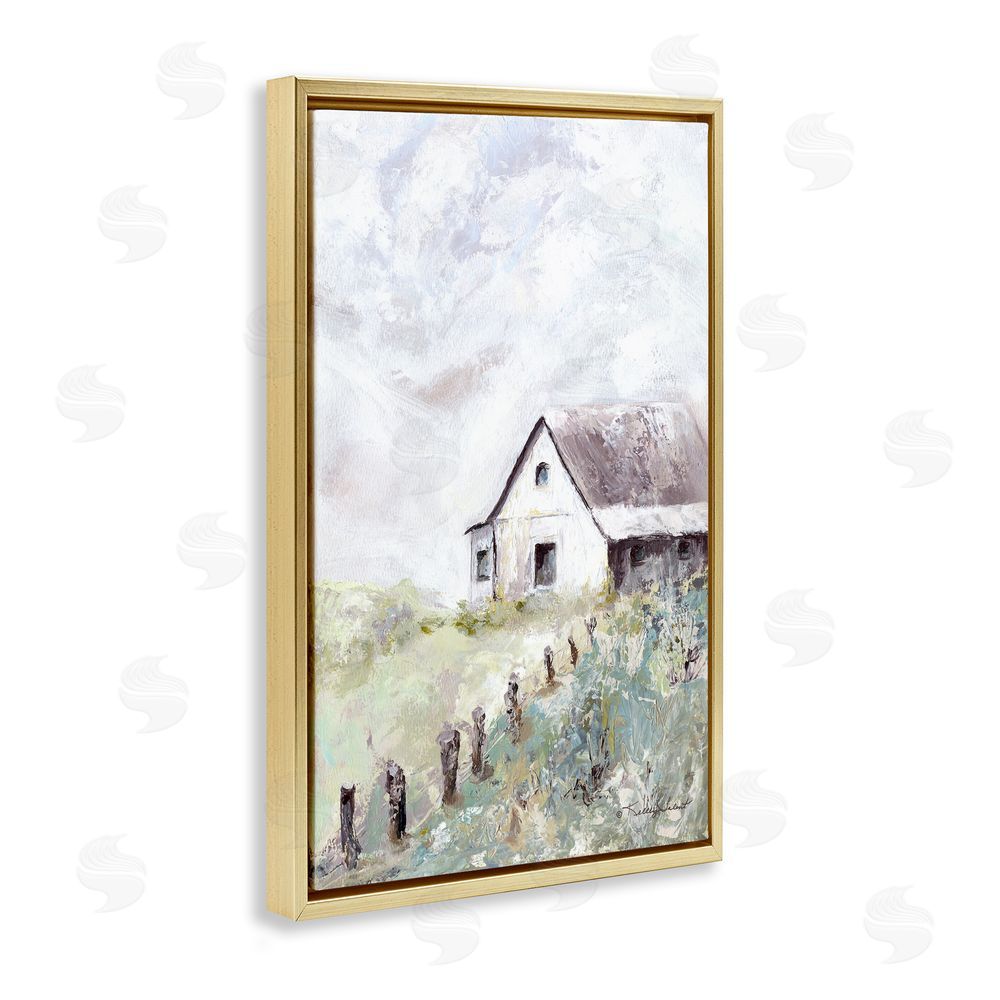 Kelley Talent Barnyard in Morning Light Gold Floating Frame Canvas Wall Art Print