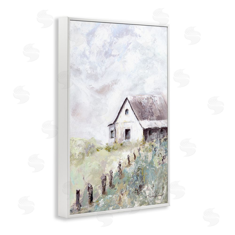 Kelley Talent Barnyard in Morning Light White Framed Giclee Wall Art Print