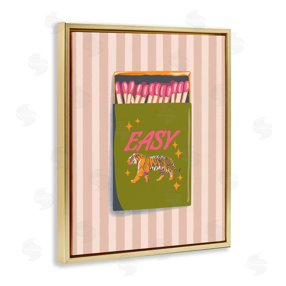 Elyse Anastacia Easy Tiger Retro Matches Gold Floating Frame Canvas Wall Art Print