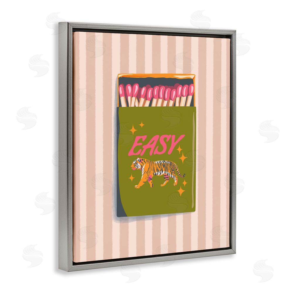 Elyse Anastacia Easy Tiger Retro Matches Gray Floating Frame Canvas Wall Art Print