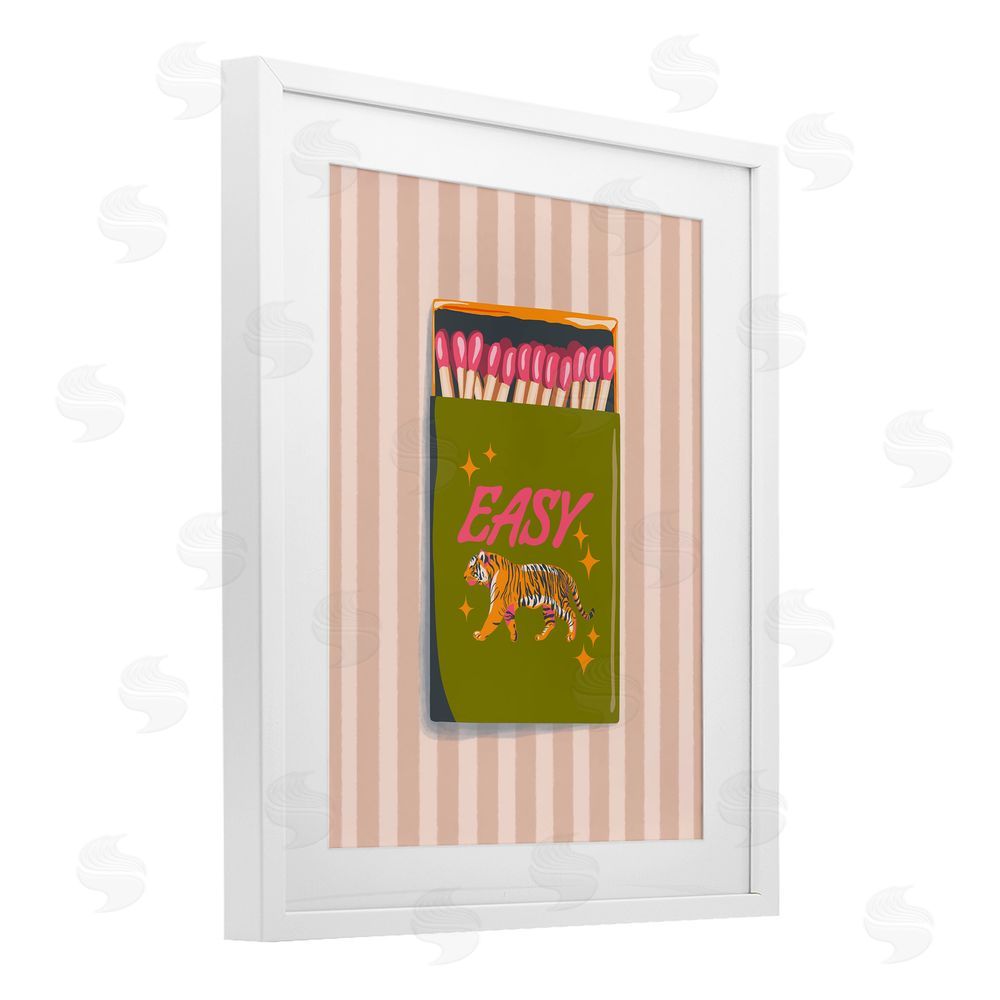 Elyse Anastacia Easy Tiger Retro Matches White Framed Print Under Glass Wall Art