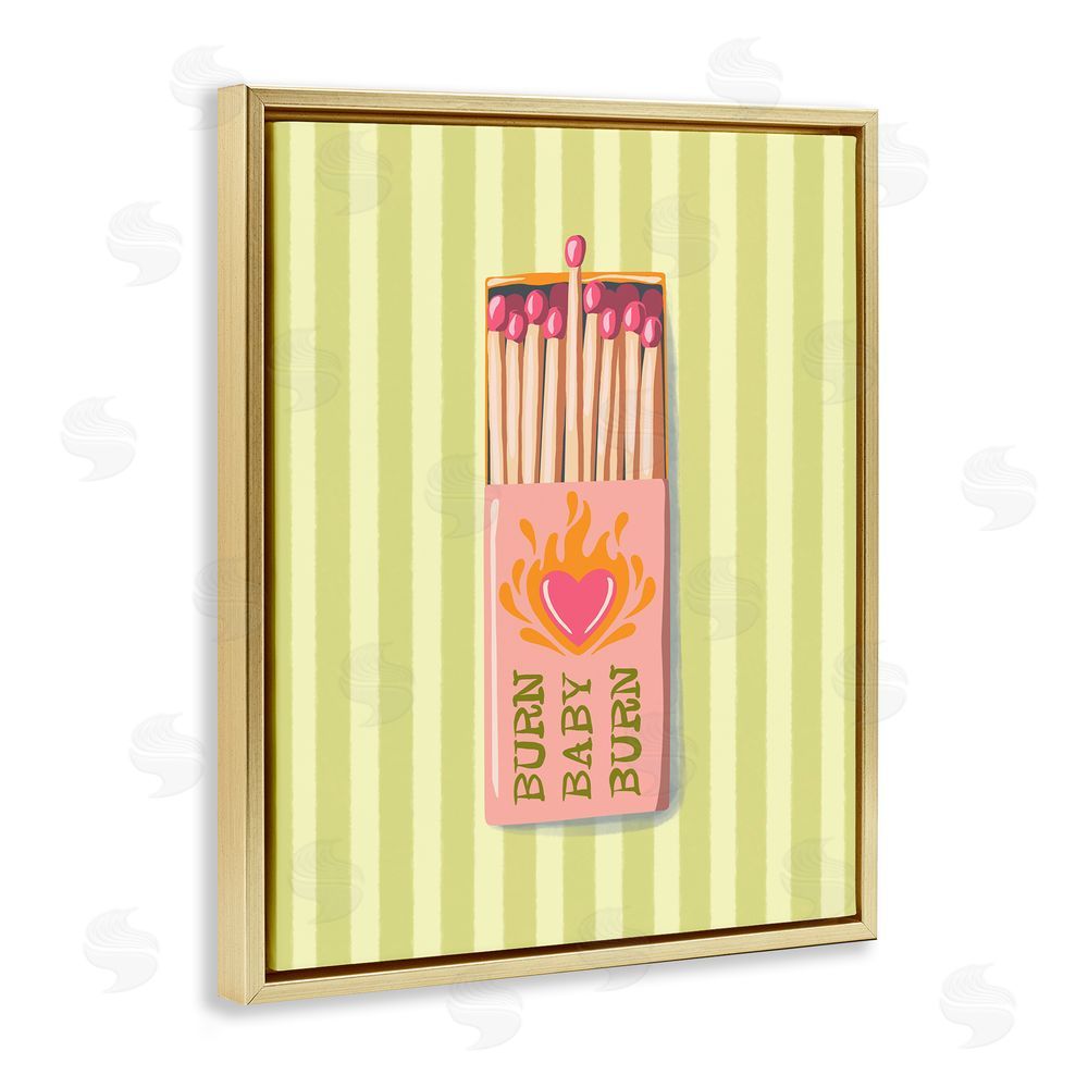 Elyse Anastacia Burn Baby Matches Gold Floating Frame Canvas Wall Art Print