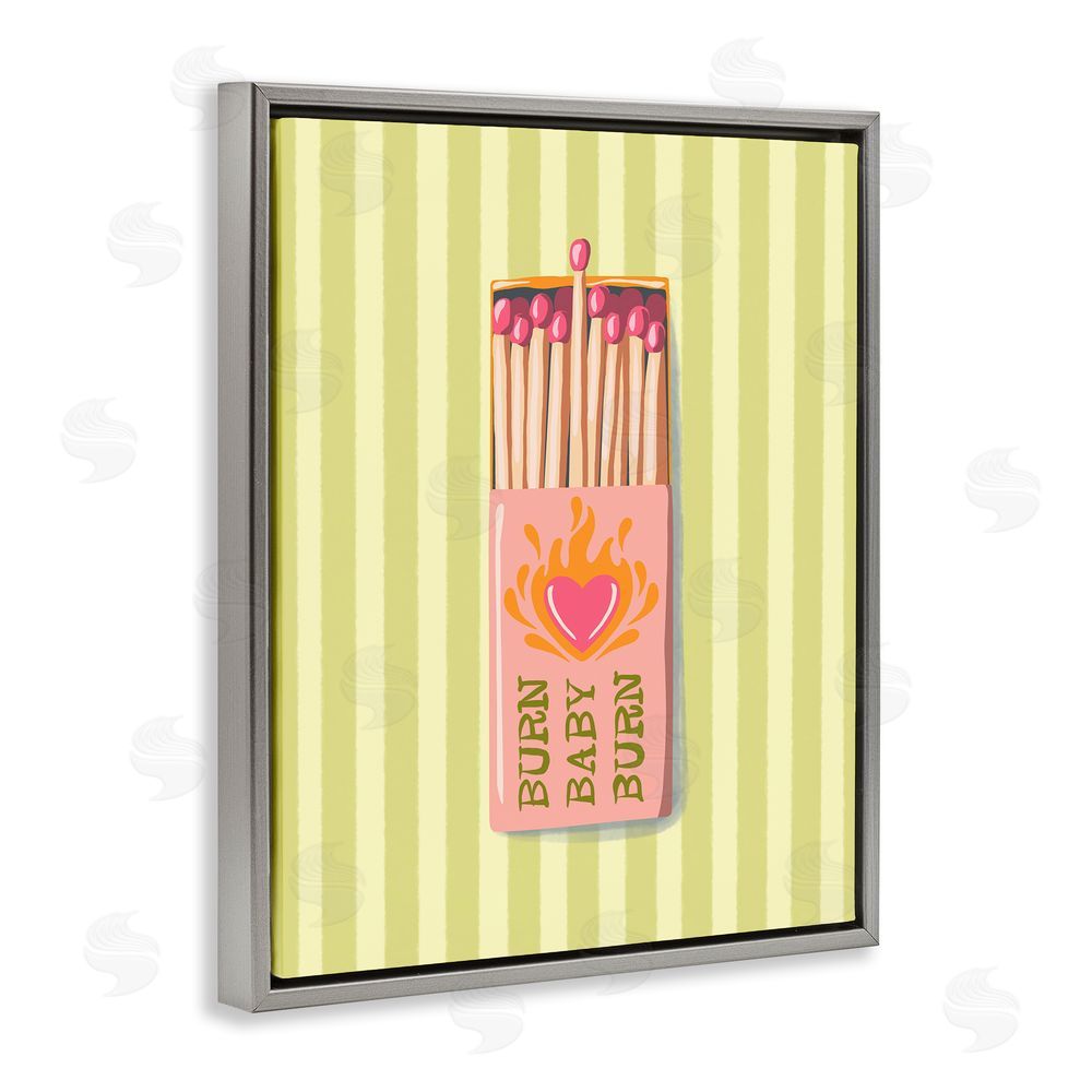 Elyse Anastacia Burn Baby Matches Gray Floating Frame Canvas Wall Art Print