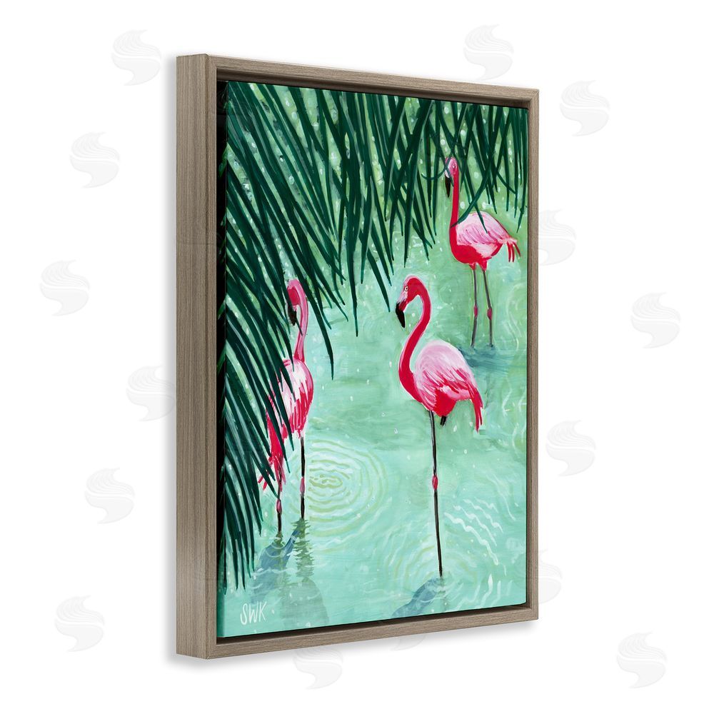 Sarah Waldron Kimball Shallow Flamingo Pond Brown Floating Frame Canvas Wall Art Print