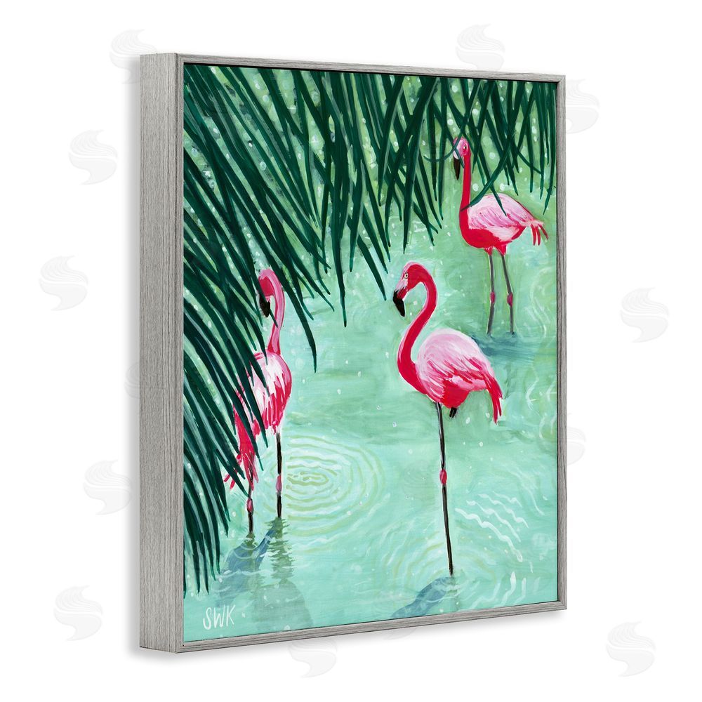 Sarah Waldron Kimball Shallow Flamingo Pond Gray Framed Giclee Wall Art Print