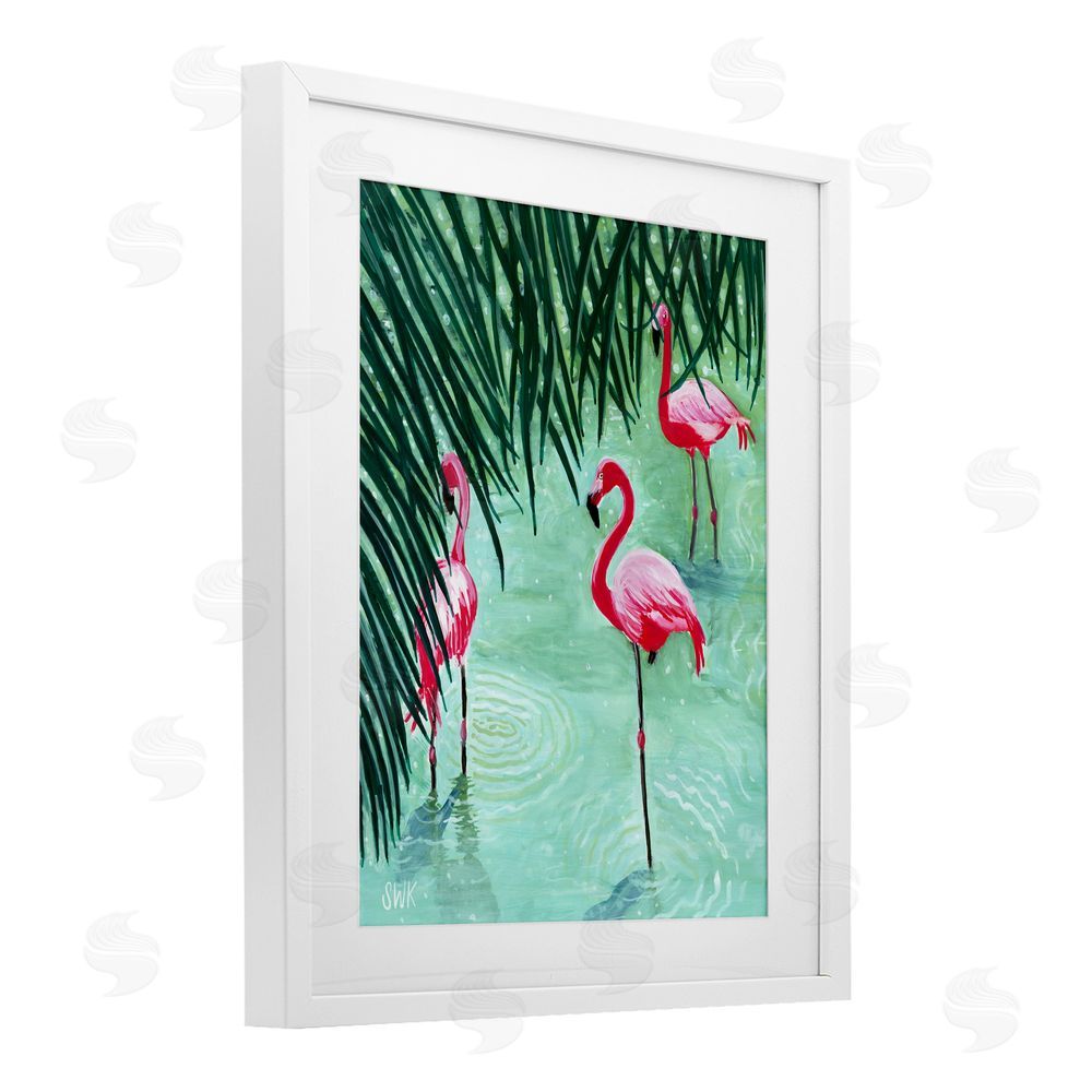 Sarah Waldron Kimball Shallow Flamingo Pond White Framed Print Under Glass Wall Art