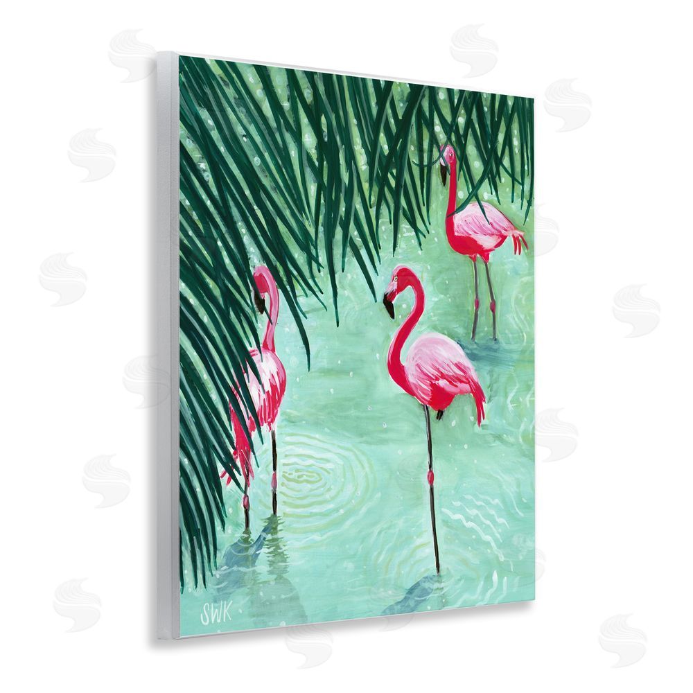 Sarah Waldron Kimball Shallow Flamingo Pond Wooden Wall Plaque Art Print