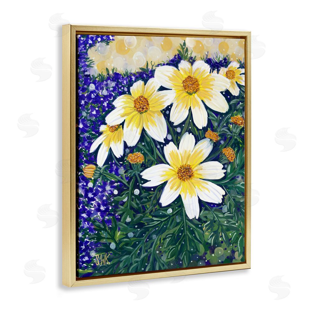 Sarah Waldron Kimball Summer Garden Cosmos Gold Floating Frame Canvas Wall Art Print