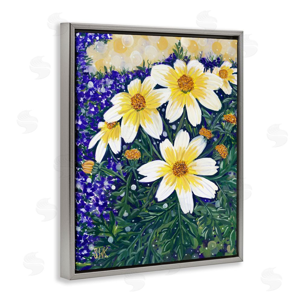 Sarah Waldron Kimball Summer Garden Cosmos Gray Floating Frame Canvas Wall Art Print
