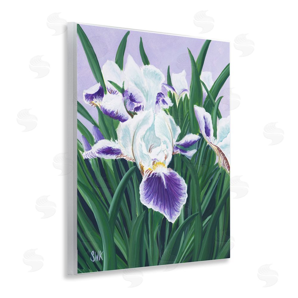 Sarah Waldron Kimball Purple & White Irises Wooden Wall Plaque Art Print