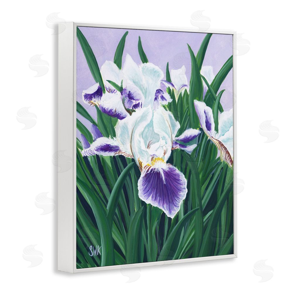 Sarah Waldron Kimball Purple & White Irises White Framed Giclee Wall Art Print