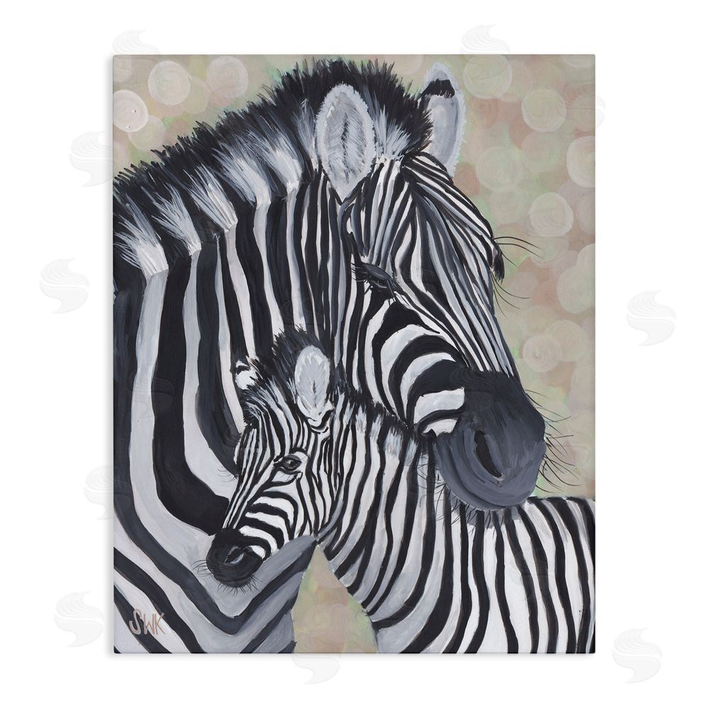 Sarah Waldron Kimball Mama Zebra & Her Foal Stretched Canvas Wall Art Print