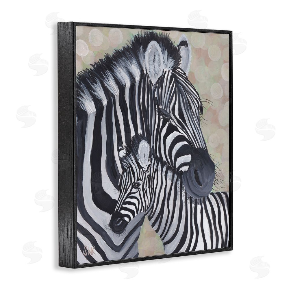 Sarah Waldron Kimball Mama Zebra & Her Foal Black Framed Giclee Wall Art Print