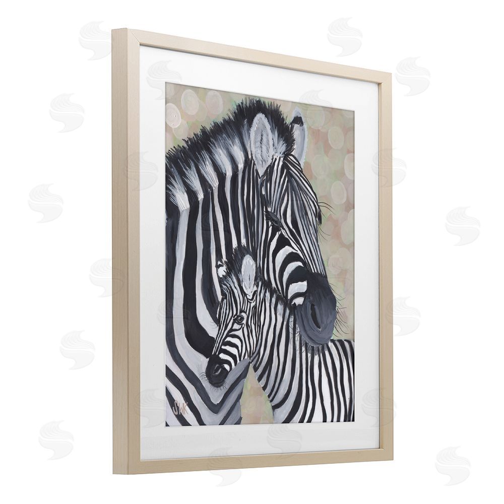 Sarah Waldron Kimball Mama Zebra & Her Foal Brown Framed Print Under Glass Wall Art