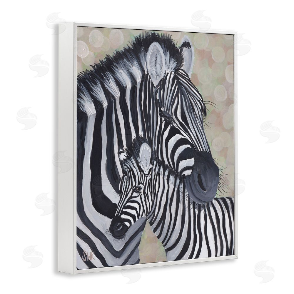 Sarah Waldron Kimball Mama Zebra & Her Foal White Framed Giclee Wall Art Print