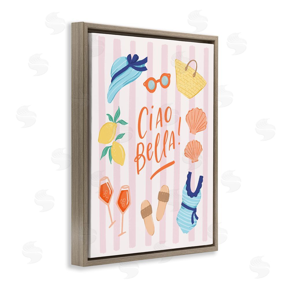 Sandra Picco Summer Ciao Bella Brown Floating Frame Canvas Wall Art Print