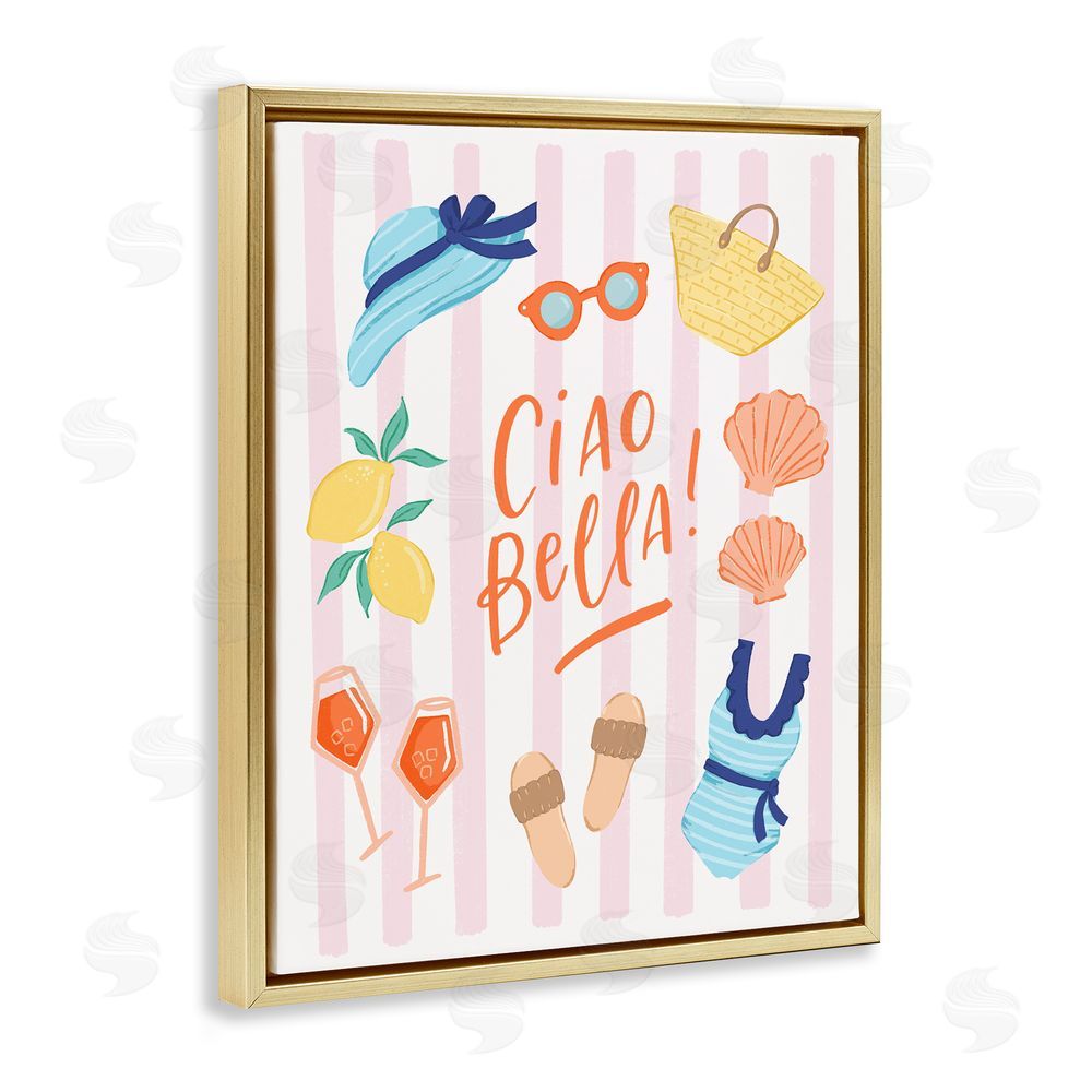 Sandra Picco Summer Ciao Bella Gold Floating Frame Canvas Wall Art Print