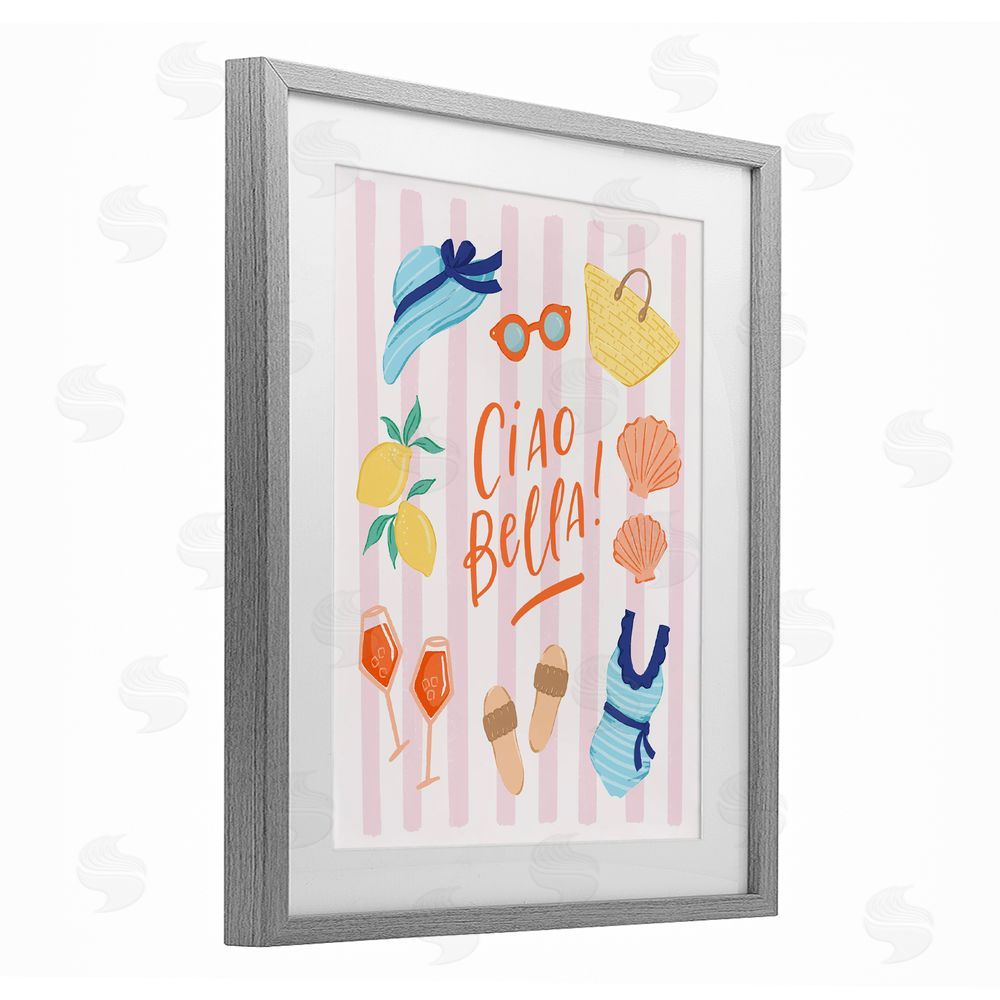Sandra Picco Summer Ciao Bella Gray Framed Print Under Glass Wall Art