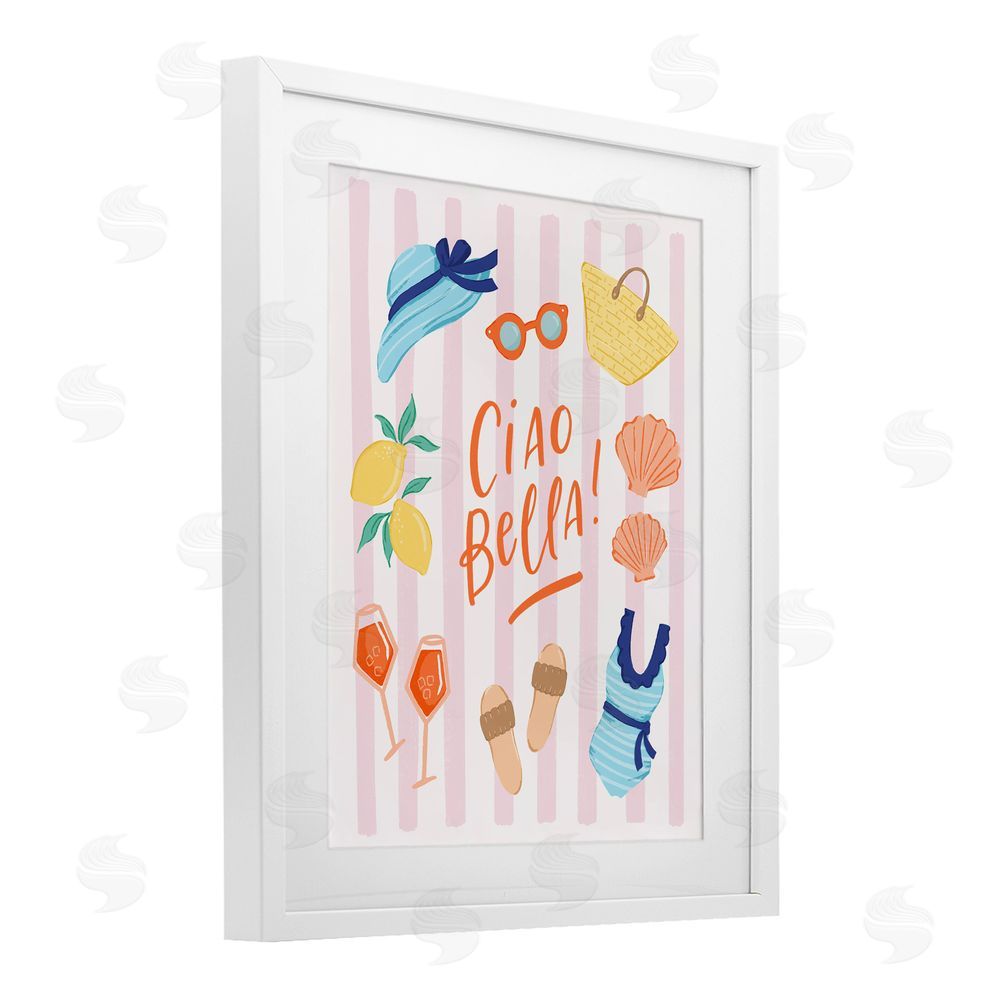 Sandra Picco Summer Ciao Bella White Framed Print Under Glass Wall Art