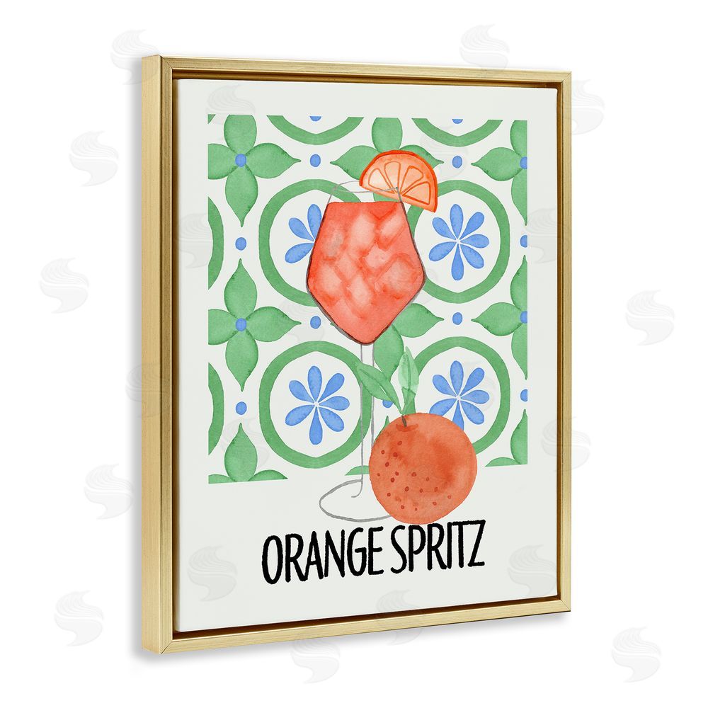 Nina Jacobs Orange Spritz On My Mind Gold Floating Frame Canvas Wall Art Print