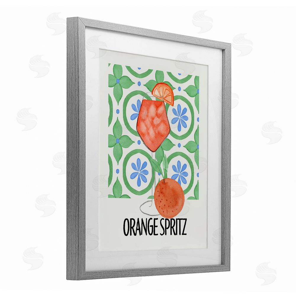 Nina Jacobs Orange Spritz On My Mind Gray Framed Print Under Glass Wall Art