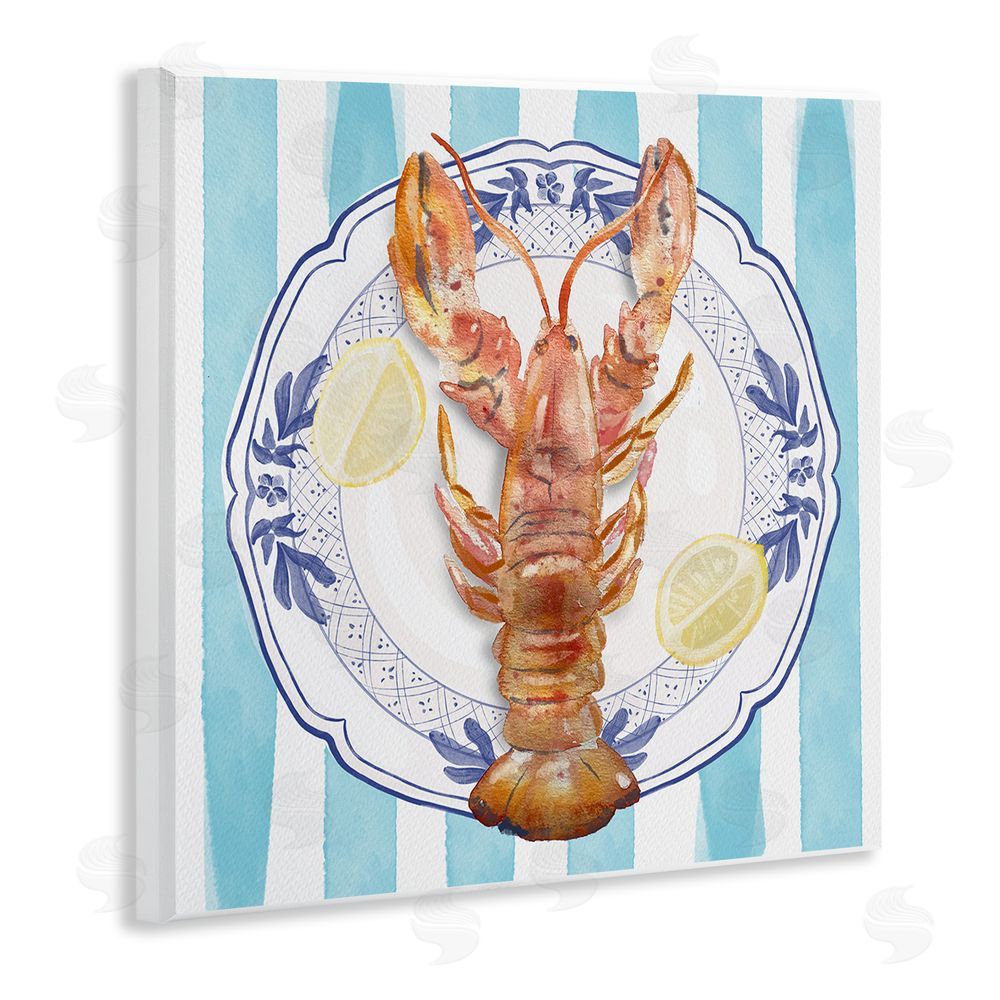 Christie Adams Lobster Seafood Plate Wooden Wall Plaque Art Print