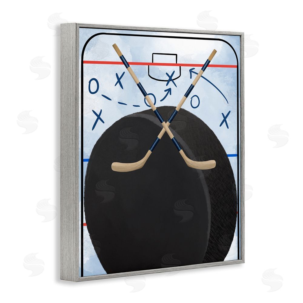 Jennifer Stith Hockey Rink Tactics Gray Framed Giclee Wall Art Print
