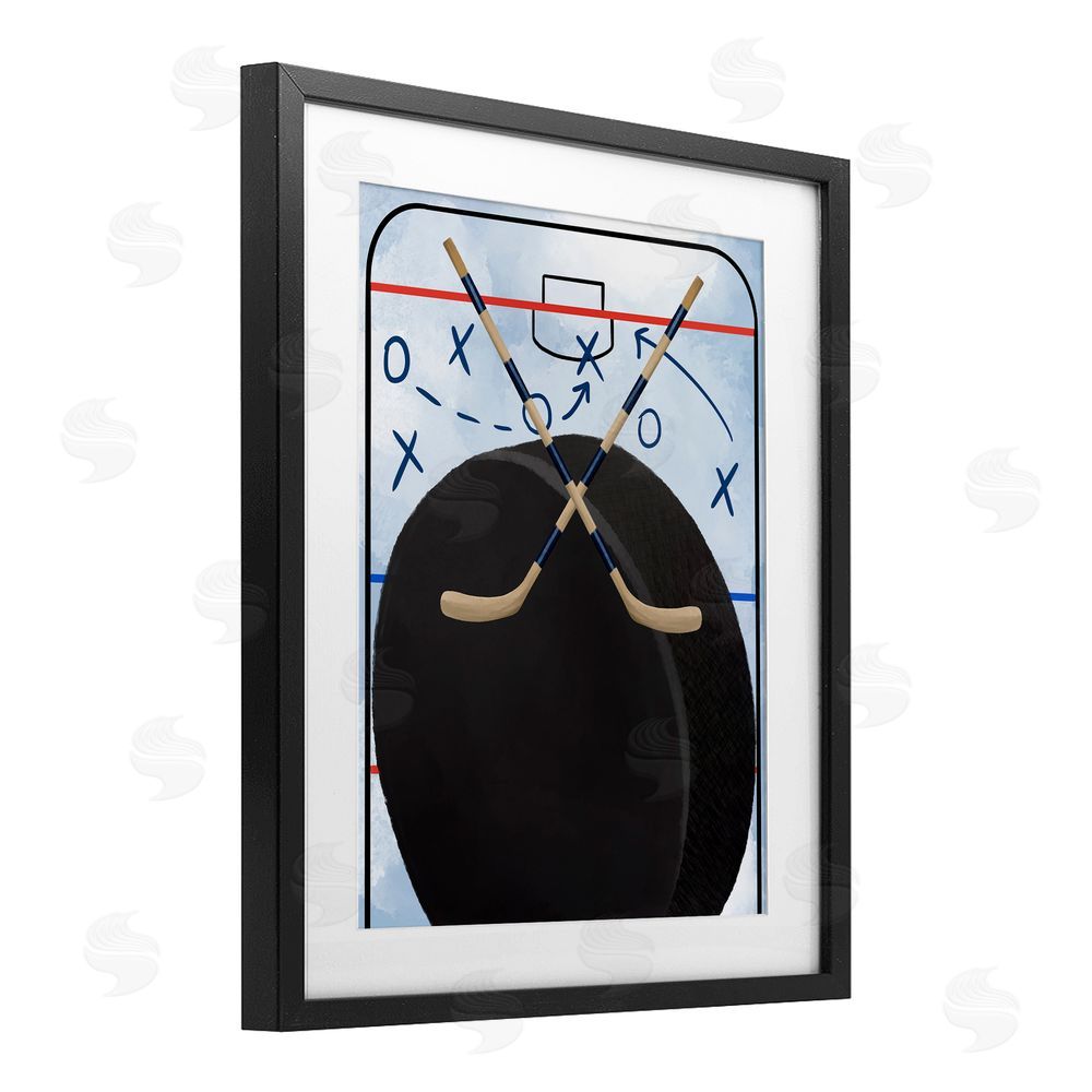 Jennifer Stith Hockey Rink Tactics Black Framed Print Under Glass Wall Art