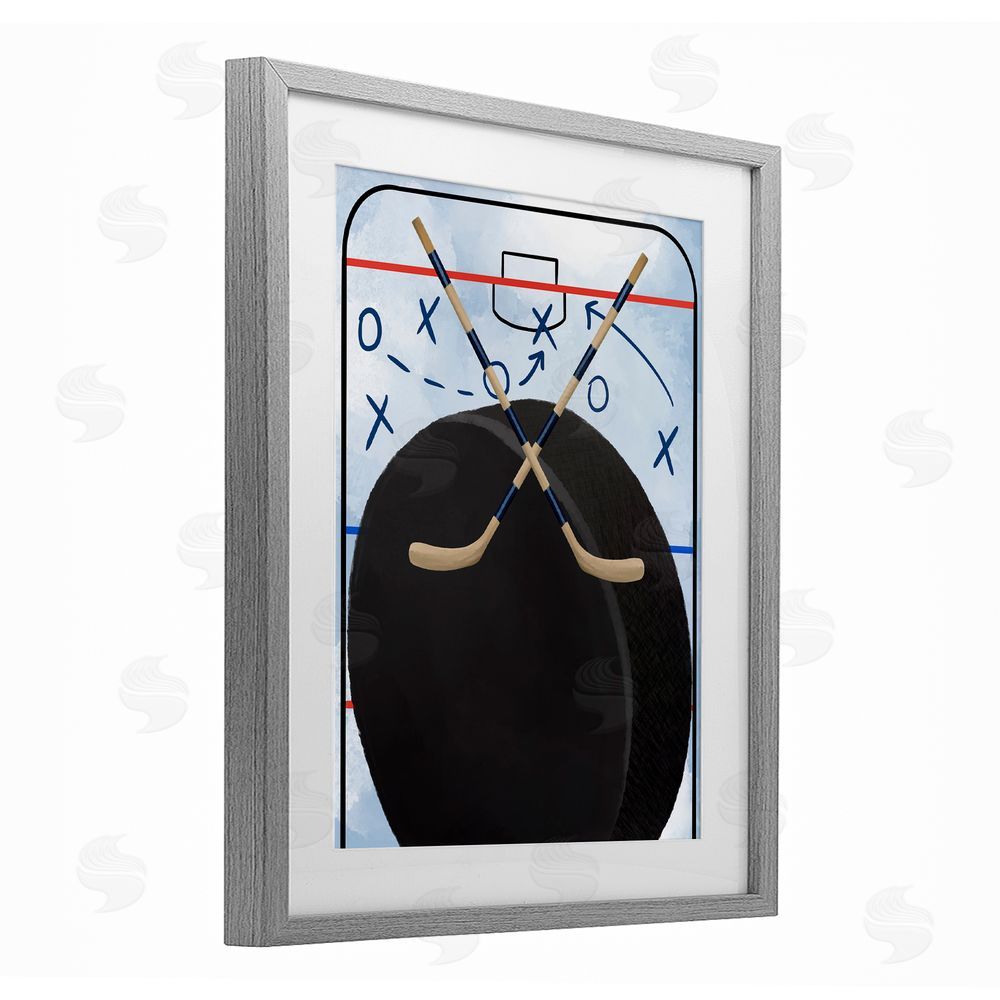 Jennifer Stith Hockey Rink Tactics Gray Framed Print Under Glass Wall Art