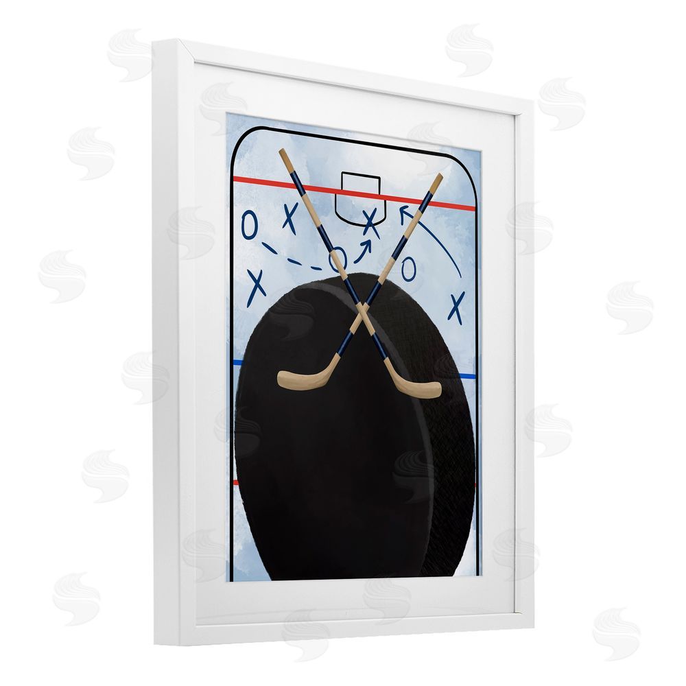 Jennifer Stith Hockey Rink Tactics White Framed Print Under Glass Wall Art