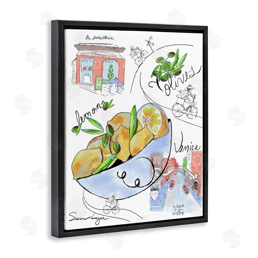 Susan Lugar Italian Kitchen Sketch Collection Black Floating Frame Canvas Wall Art Print