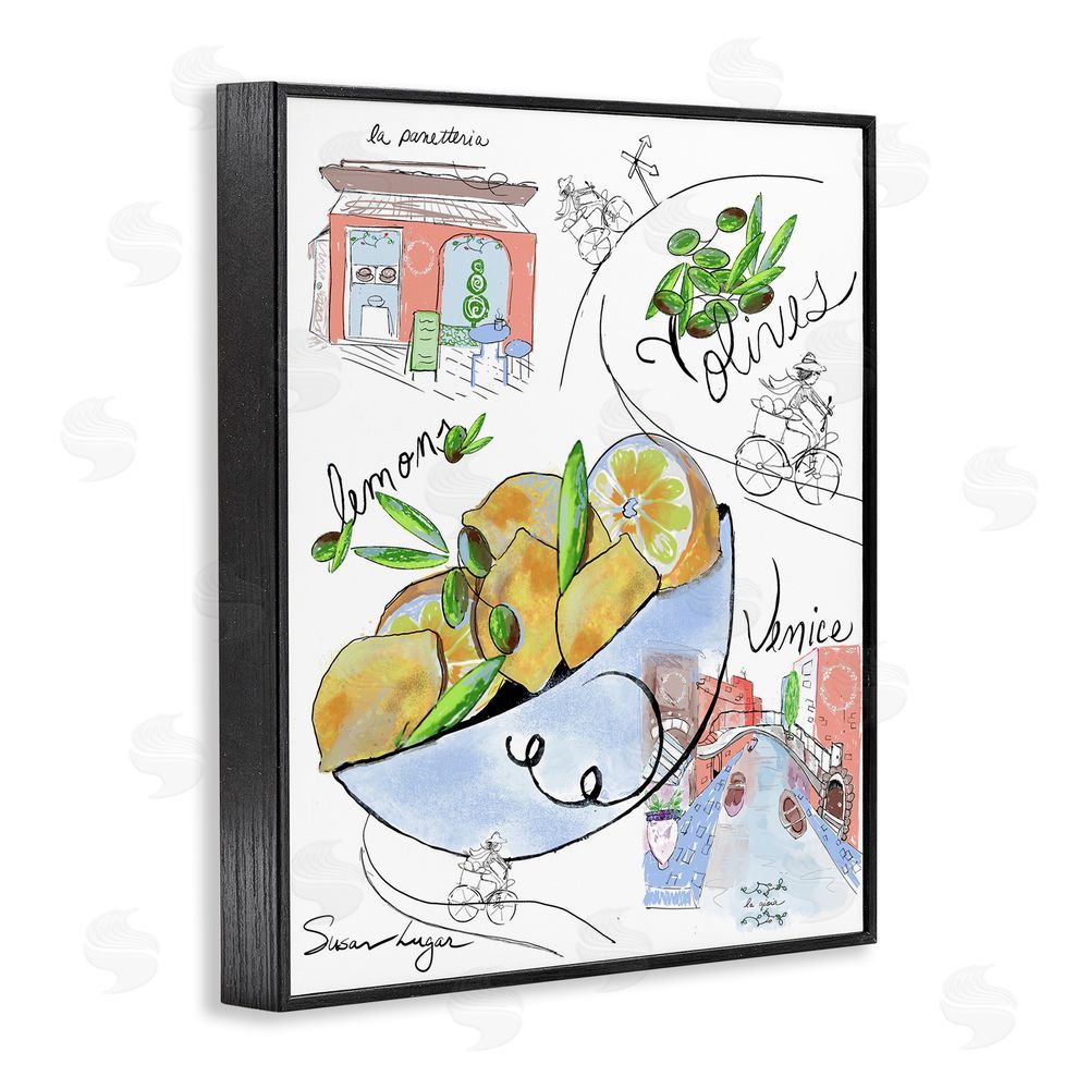 Susan Lugar Italian Kitchen Sketch Collection Black Framed Giclee Wall Art Print