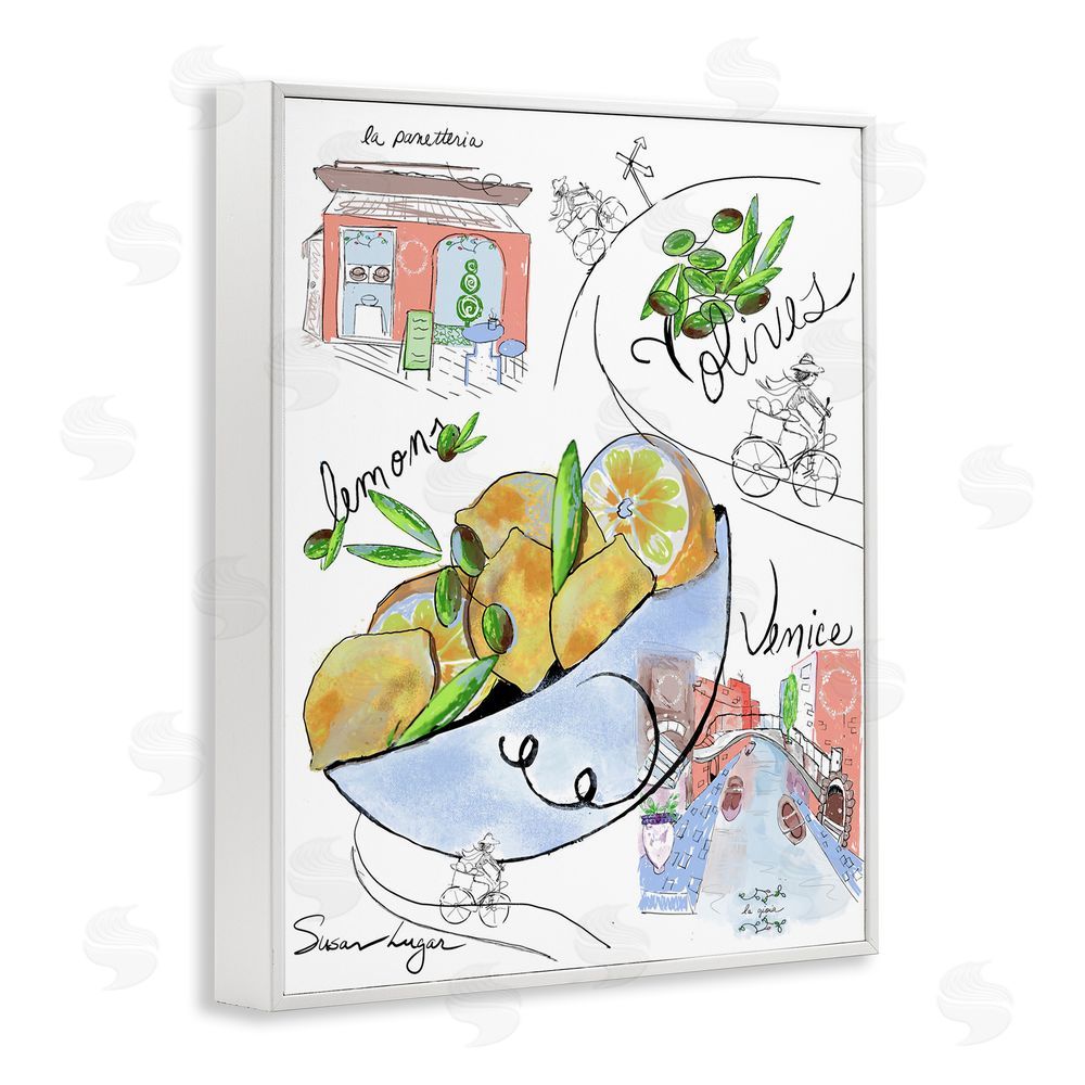 Susan Lugar Italian Kitchen Sketch Collection White Framed Giclee Wall Art Print