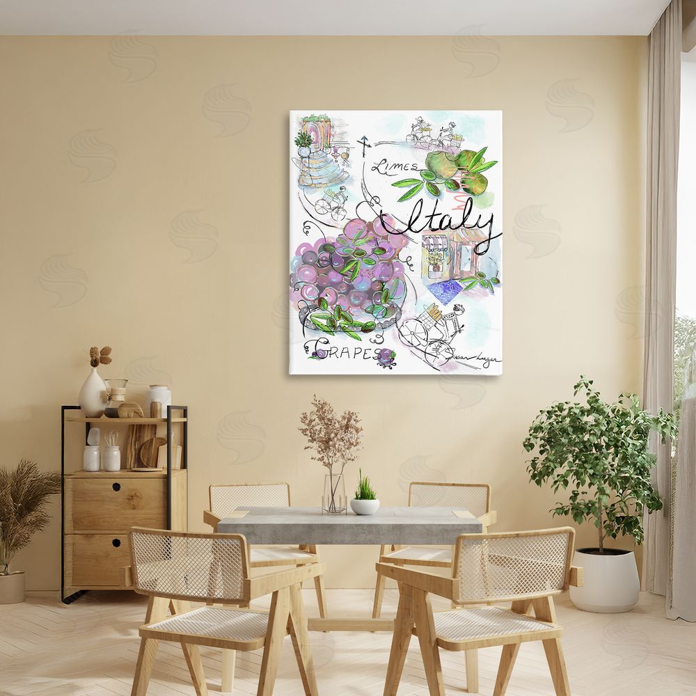 Susan Lugar Italy Sketch Grapes & Bistro Canvas Art on Wall