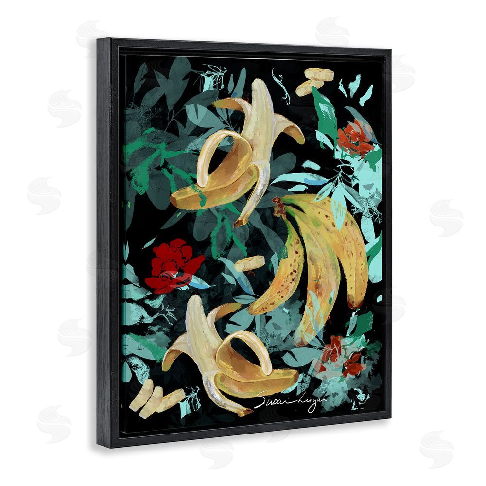 Susan Lugar Banana Medley Abstraction Black Floating Frame Canvas Wall Art Print