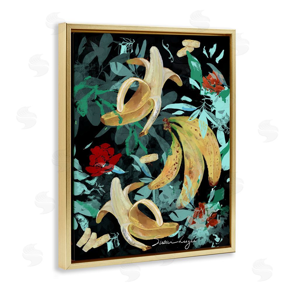 Susan Lugar Banana Medley Abstraction Gold Floating Frame Canvas Wall Art Print