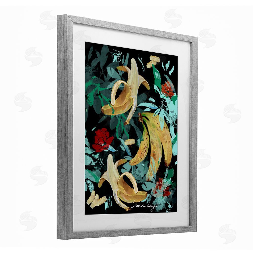 Susan Lugar Banana Medley Abstraction Gray Framed Print Under Glass with White Mat Wall Art