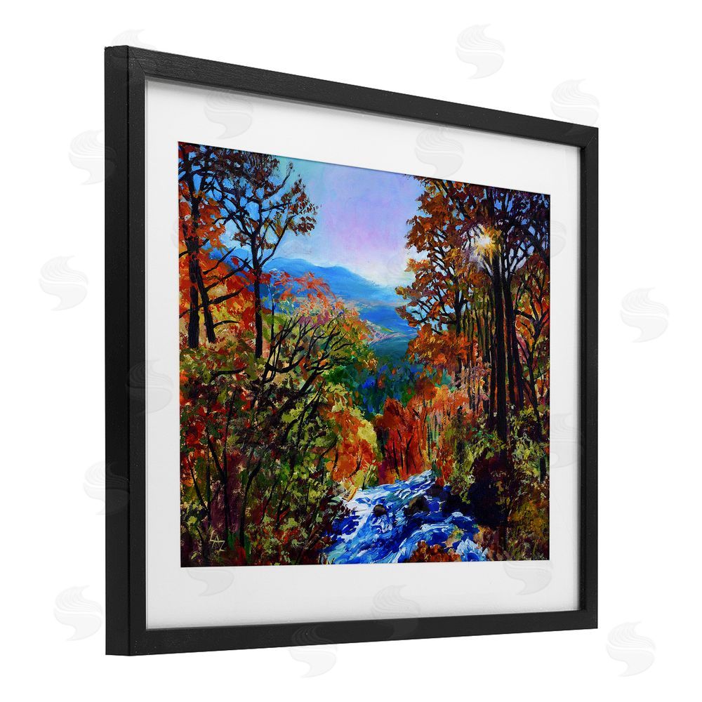 Lee Ann Zirbes Mountain Top Mosaic Black Framed Print Under Glass with White Mat Wall Art