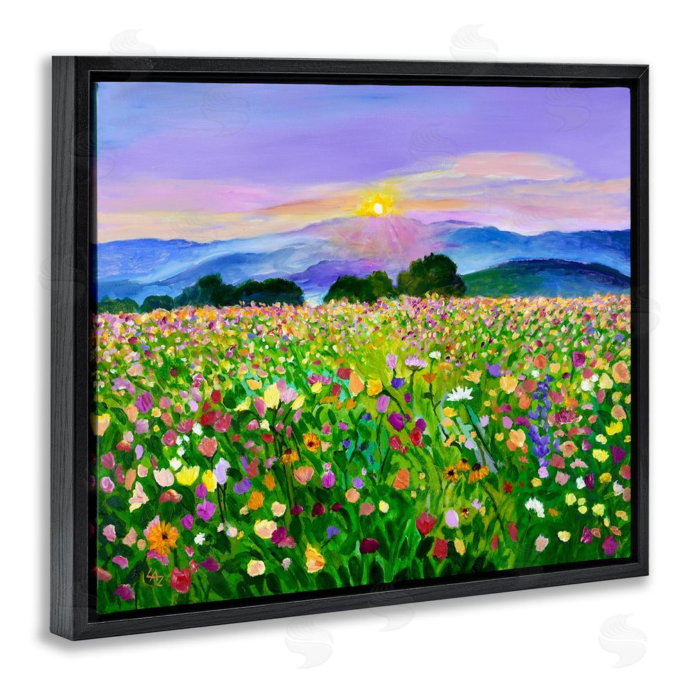 Lee Ann Zirbes Candy Colored Blooms Black Floating Frame Canvas Wall Art Print