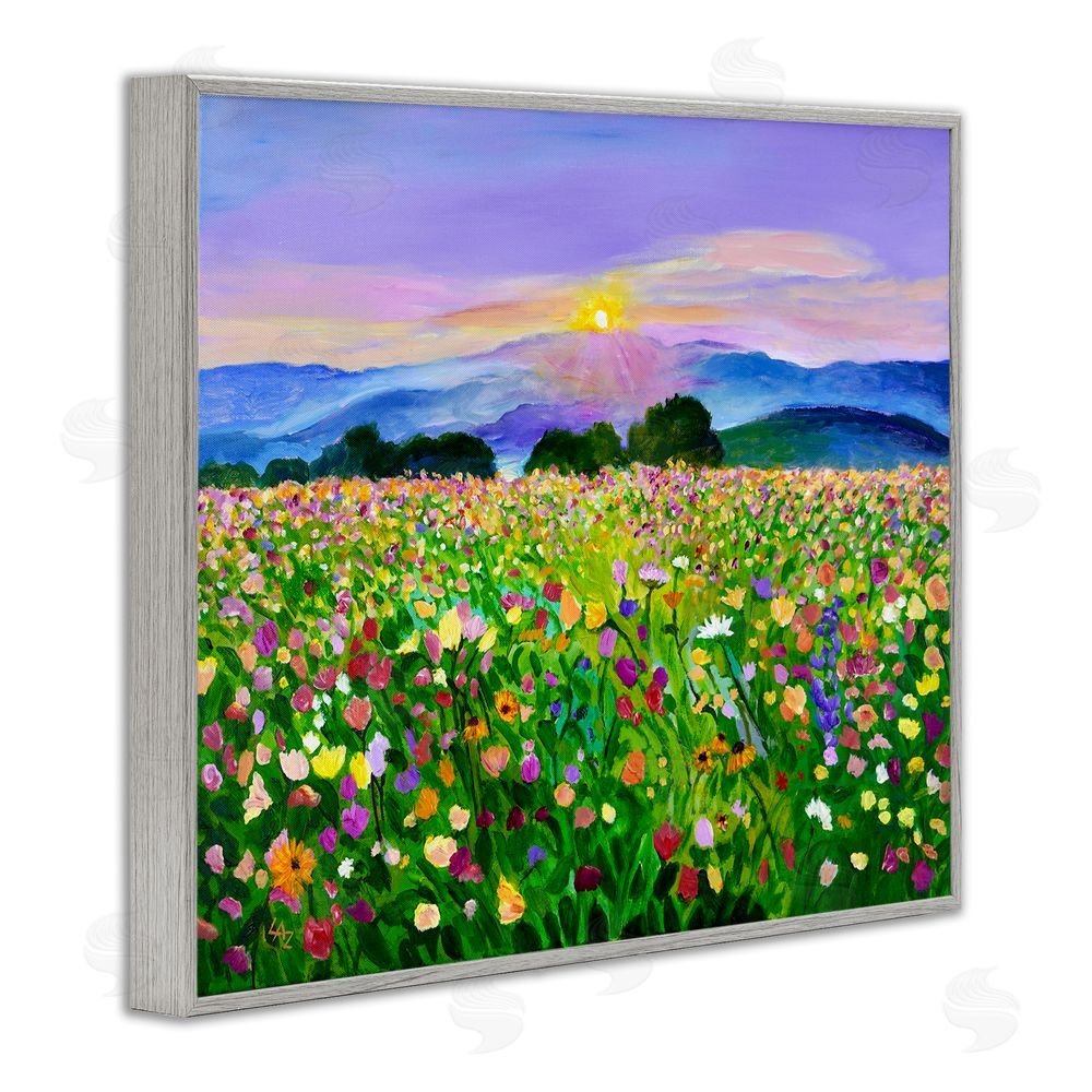 Lee Ann Zirbes Candy Colored Blooms Gray Framed Giclee Wall Art Print